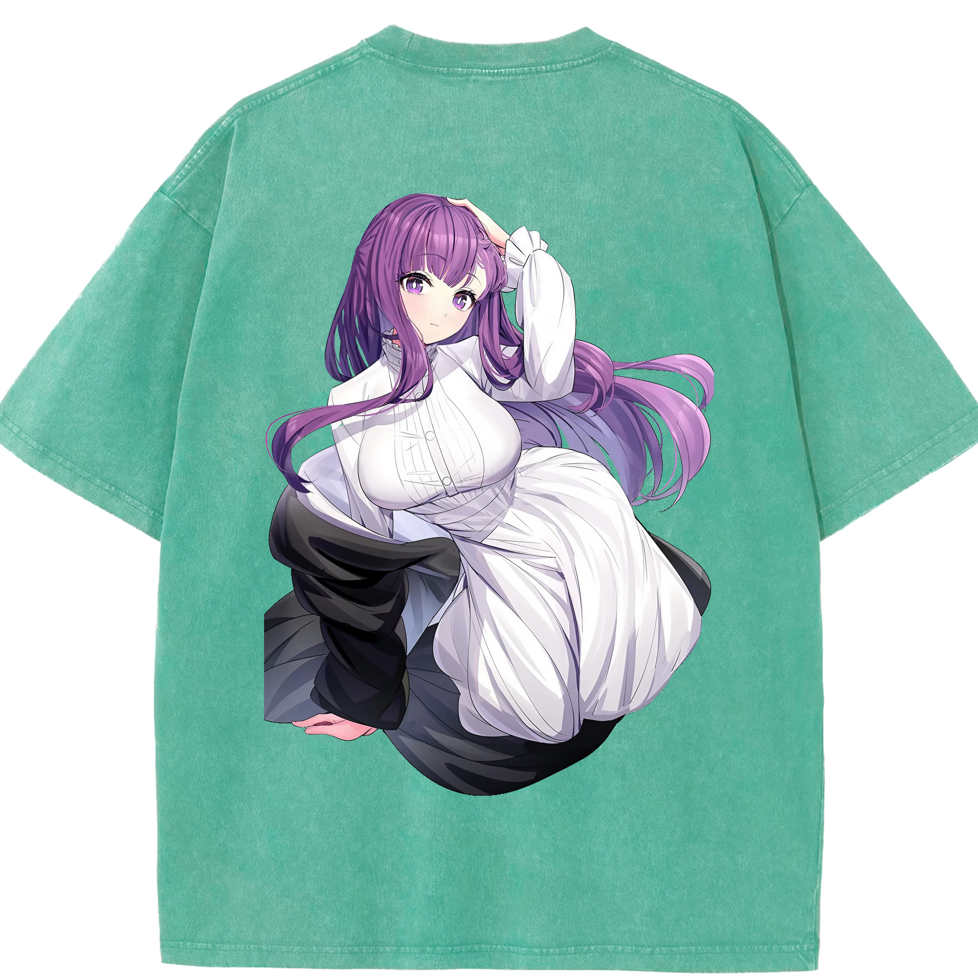 （画像用） 葬送のフリーレン Frieren 綿100% ヴィンテージ風 半袖Tシャツ（背面プリント）